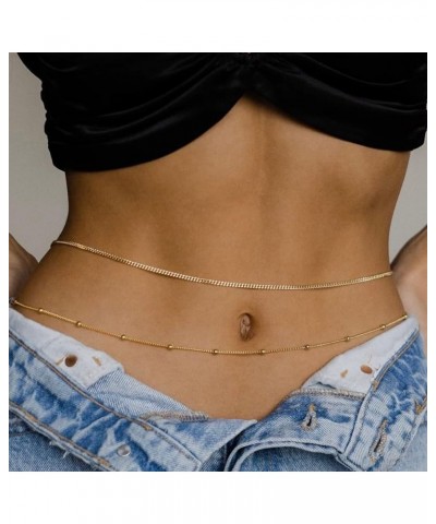 2PCS 18K Gold Plated 26-43Inch Waist Chain for Women Gold Body Belly Chain for the Waist Adjustable Layered Waist Chain for S...