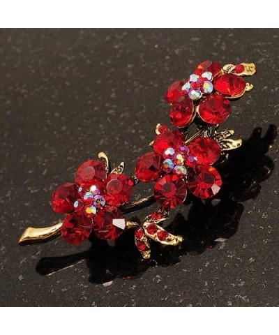 Crystal Floral Brooch (Antique Gold & Ruby Red) $15.24 Brooches & Pins