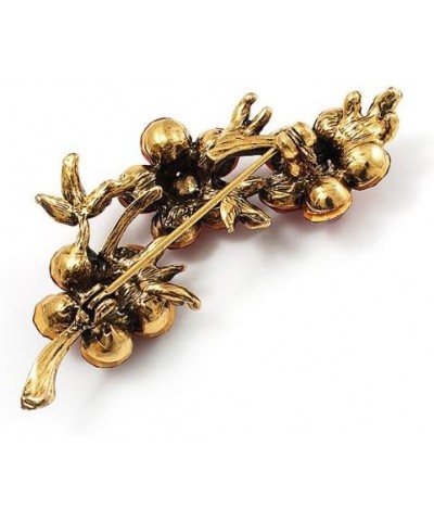 Crystal Floral Brooch (Antique Gold & Ruby Red) $15.24 Brooches & Pins