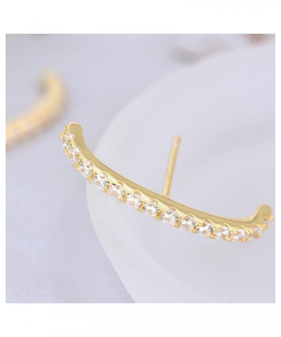 18K Gold Plated Sterling Silver Paved Gemstone Curved Bar Ear Cuffs Suspender Earrings CZ Huggie Earrings 18K Gold Plated $10...