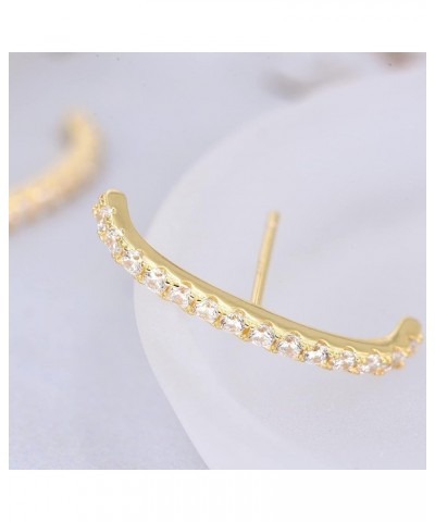 18K Gold Plated Sterling Silver Paved Gemstone Curved Bar Ear Cuffs Suspender Earrings CZ Huggie Earrings 18K Gold Plated $10...