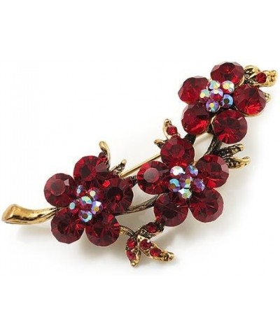 Crystal Floral Brooch (Antique Gold & Ruby Red) $15.24 Brooches & Pins