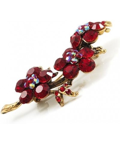 Crystal Floral Brooch (Antique Gold & Ruby Red) $15.24 Brooches & Pins