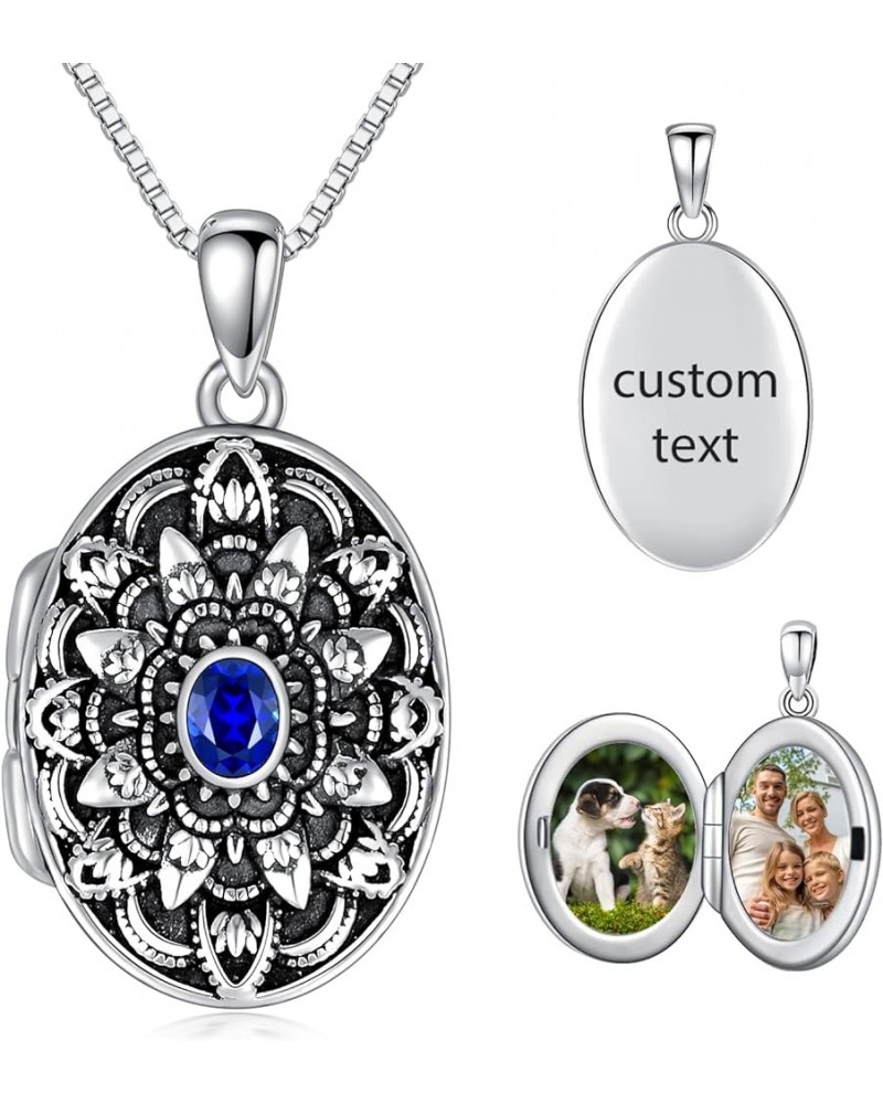 Round/Heart/Oval Shape Locket Necklace That Holds Pictures 925 Sterling Silver Personalized Birthstone Photos Engraved Locket...