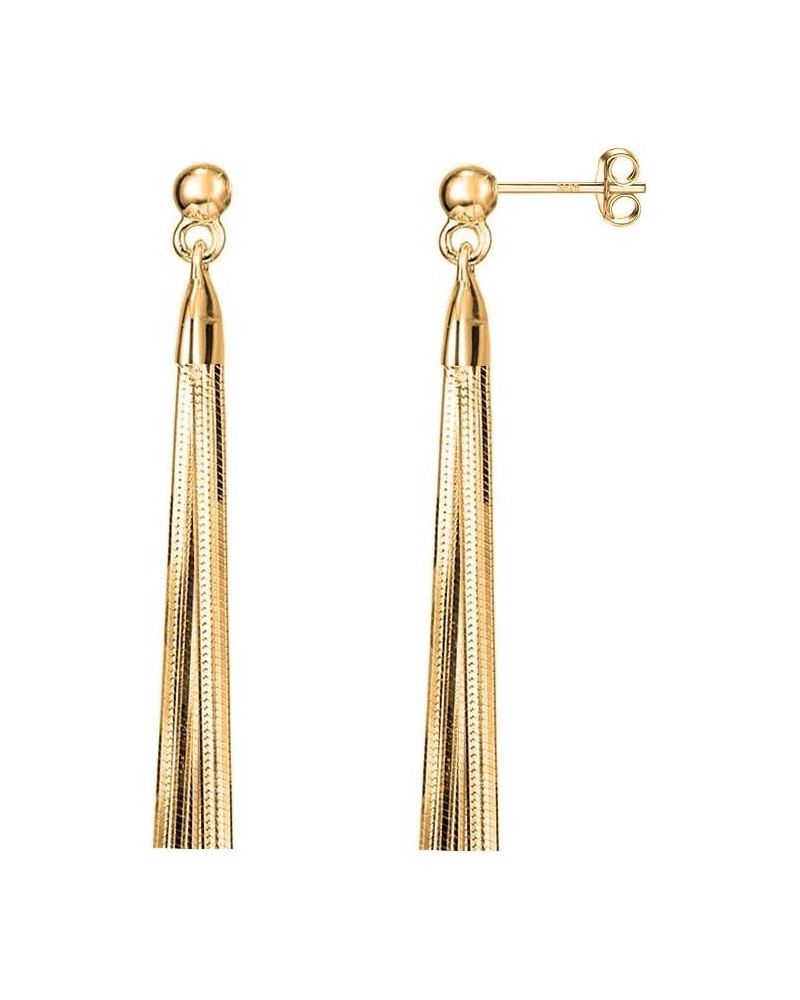 925 Sterling Silver 18k Gold Plated Dangle Drop Tassel Stud Earrings For Women and Teens Comes In White Gold, Yellow Gold & R...