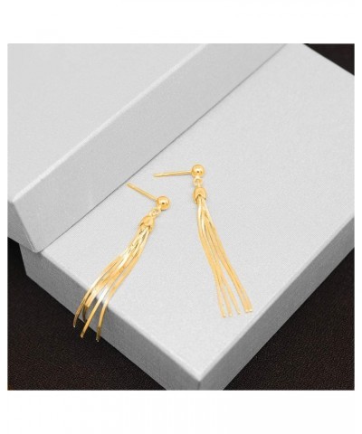 925 Sterling Silver 18k Gold Plated Dangle Drop Tassel Stud Earrings For Women and Teens Comes In White Gold, Yellow Gold & R...