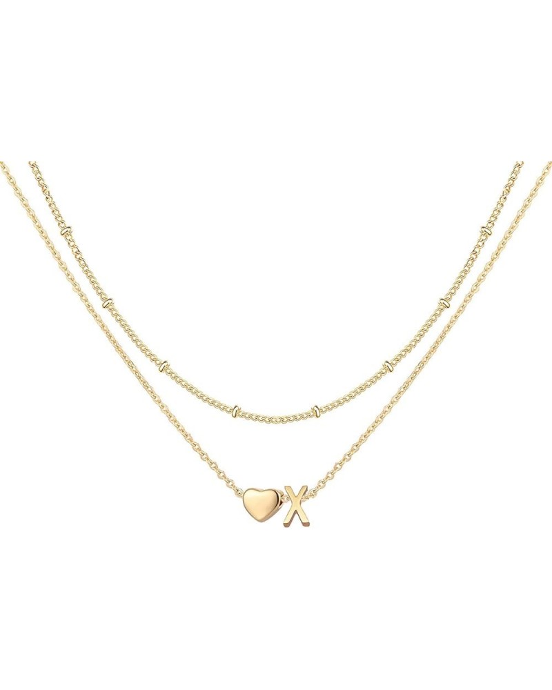 Layered Initial Necklace for Women 18K Gold Plated Stainless Steel Beaded Chain Choker Neckalce Layering Personalized Tiny Le...