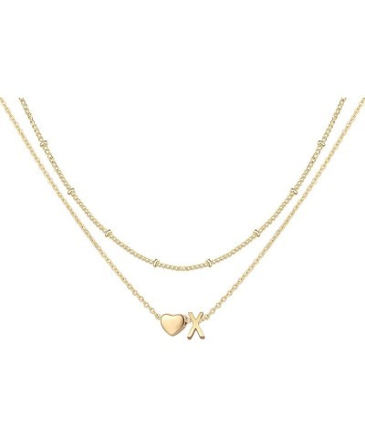 Layered Initial Necklace for Women 18K Gold Plated Stainless Steel Beaded Chain Choker Neckalce Layering Personalized Tiny Le...