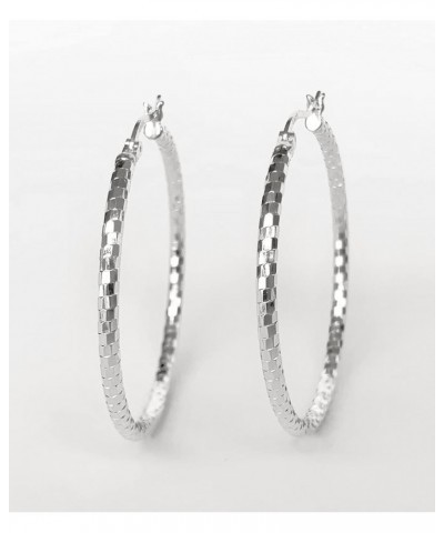 18k Gold Plated Big Hoop Earrings for Women 925 Sterling Silver Lightweight Dangle Dainty Earrings with Diamond Cut Texture 5...