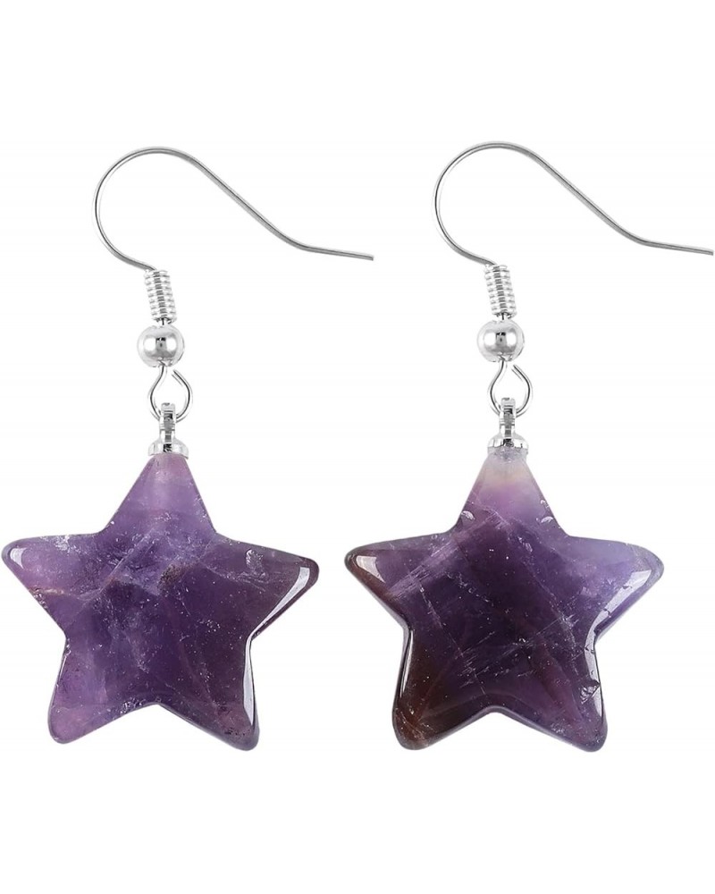 Crystal Star Earrings Healing Energy Pentagram Eardrop Drop Dangle Jewelry Gift for Women 1 Purple $9.80 Earrings