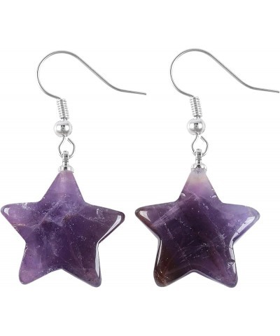 Crystal Star Earrings Healing Energy Pentagram Eardrop Drop Dangle Jewelry Gift for Women 1 Purple $9.80 Earrings