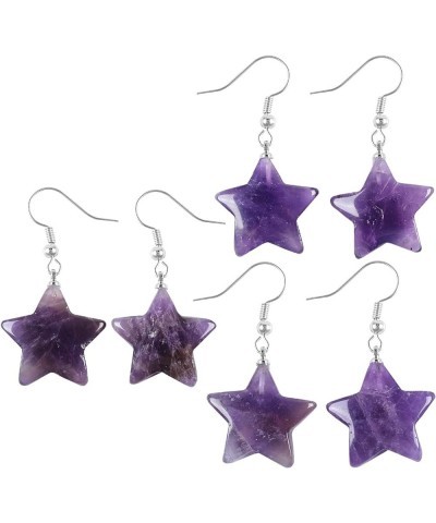 Crystal Star Earrings Healing Energy Pentagram Eardrop Drop Dangle Jewelry Gift for Women 1 Purple $9.80 Earrings