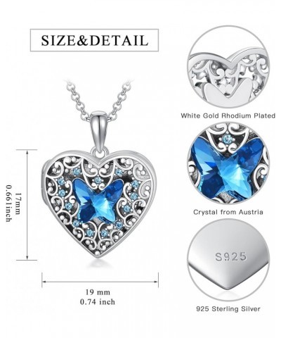 925 Sterling Silver Heart Locket Necklace That Holds Pictures Photo Locket Necklace A-Blue Butterfly Locket+Photo $28.59 Neck...