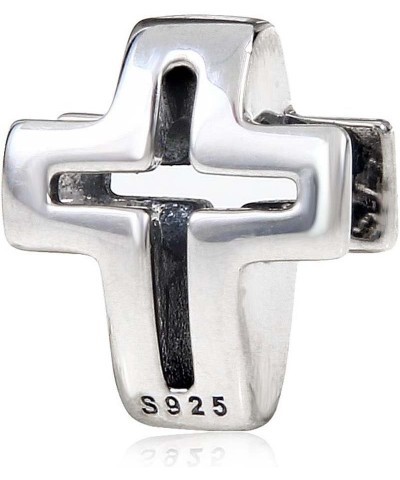 Cross Charm 925 Sterling Silver Christian Charm Crystal Charm for Pandora Charm Bracelets (Black) Black $7.50 Bracelets