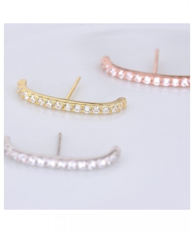 18K Gold Plated Sterling Silver Paved Gemstone Curved Bar Ear Cuffs Suspender Earrings CZ Huggie Earrings 18K Gold Plated $10...