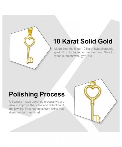 Charm America - Gold Polished Key Charm - 10 Karat Solid Gold - Key Pendant Charm $20.50 Pendants