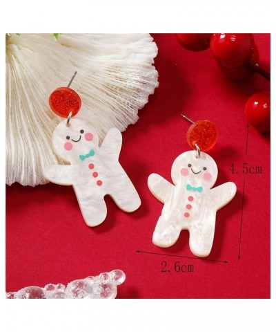 Christmas Earrings for Women Girls Cute Handmade Acrylic Lightweight Colorful Christmas Gingerbread Man Candy Cane Tree Cake ...