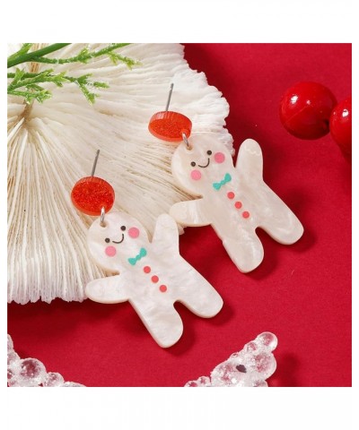 Christmas Earrings for Women Girls Cute Handmade Acrylic Lightweight Colorful Christmas Gingerbread Man Candy Cane Tree Cake ...