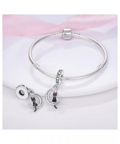 Cat I Love You To The Moon & Back Charm For Bracelet, Cat Charm, Sterling Silver Charm, Animal Charm $14.03 Bracelets