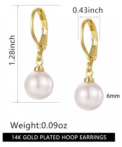 Pearl Drop Earrings for Women Girls,Gold Pearl Hoop Earrings Dangle Earrings, Silver Baroque Pearl Earrings Dangling Teardrop...