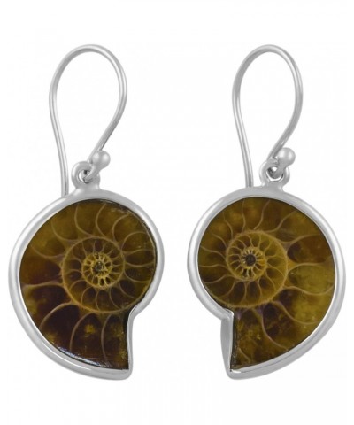 Sterling Silver Fossilized Ammonite Earrings $36.26 Earrings