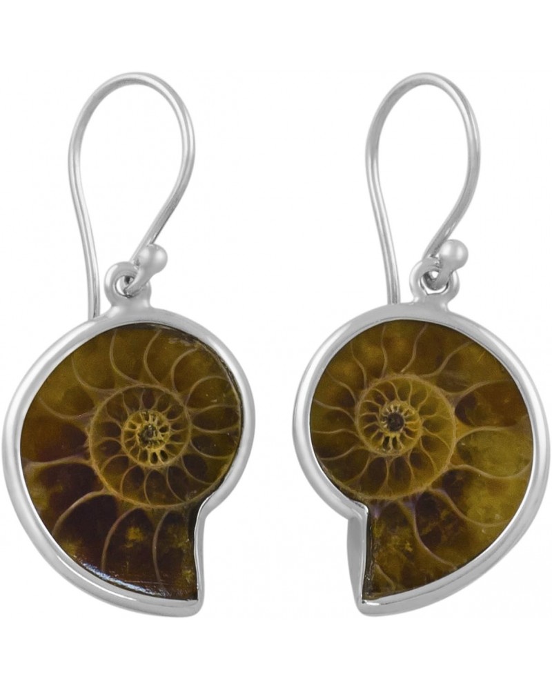 Sterling Silver Fossilized Ammonite Earrings $36.26 Earrings