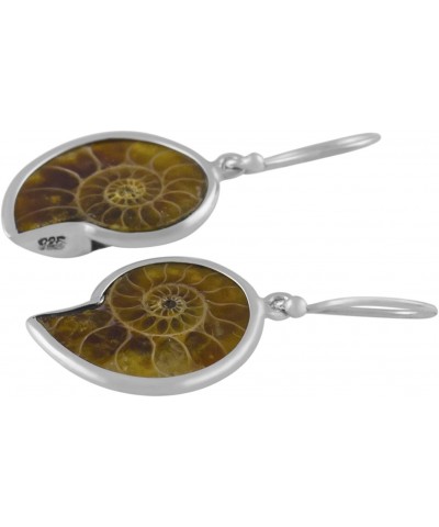 Sterling Silver Fossilized Ammonite Earrings $36.26 Earrings