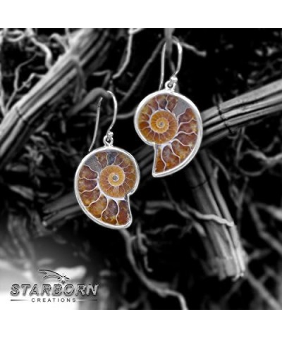 Sterling Silver Fossilized Ammonite Earrings $36.26 Earrings