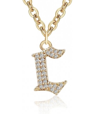 Initial Necklace for Girl Women 14K Gold Plated Old English Lowercase Letter Cubic Zirconia Alphabet Pendant Necklaces Name P...