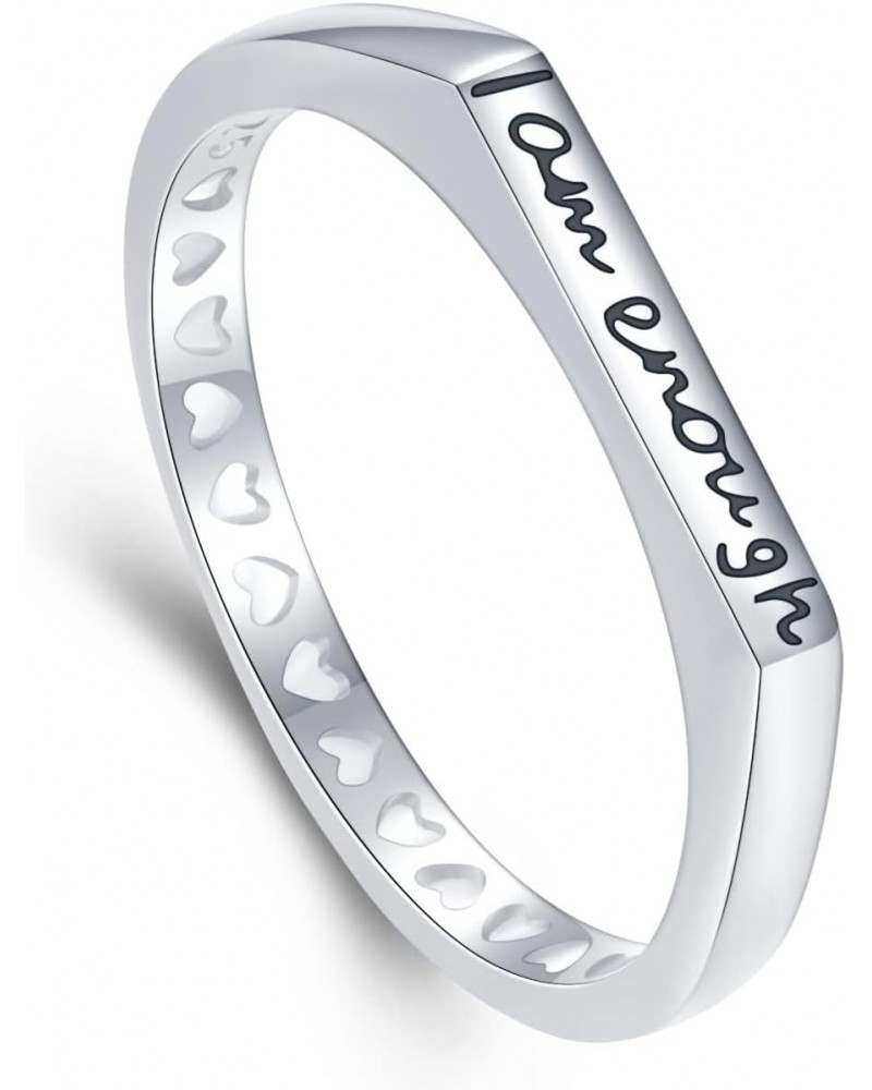 I Am Enough Ring Encouragement Inpiration Mantra Ring 925 Sterling Silver Eternity Promise Jewelry $18.14 Rings