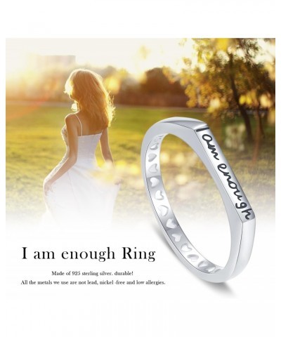 I Am Enough Ring Encouragement Inpiration Mantra Ring 925 Sterling Silver Eternity Promise Jewelry $18.14 Rings