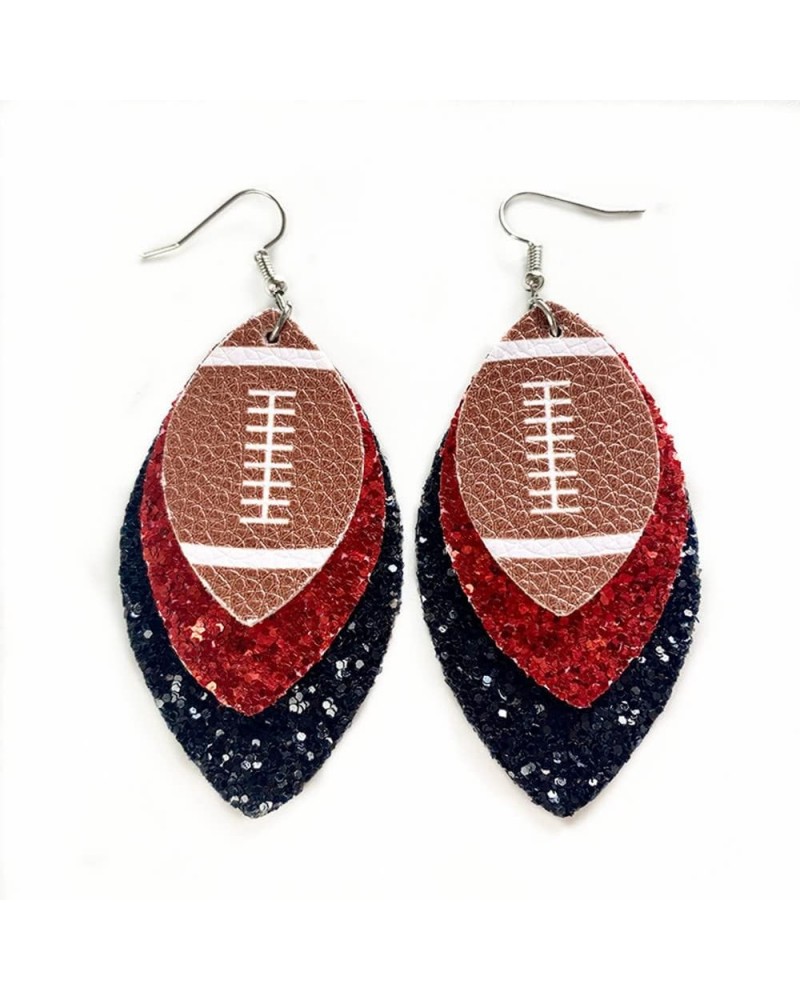 Glitter Faux Leather Football Drop Dangle Earrings for Women Girls Gift Accessories Football Jewelry for Moms A $6.11 Earrings