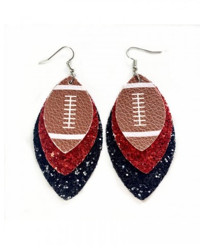 Glitter Faux Leather Football Drop Dangle Earrings for Women Girls Gift Accessories Football Jewelry for Moms A $6.11 Earrings