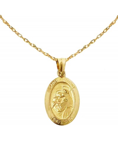 14k Yellow Gold Saint St. Anthony Oval Medal Charm Pendant Only or Chain Necklace with 18" Chain $45.85 Necklaces