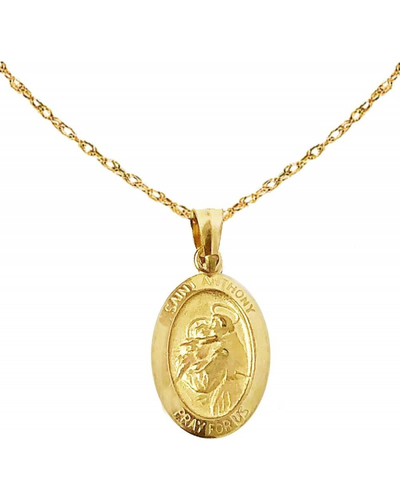 14k Yellow Gold Saint St. Anthony Oval Medal Charm Pendant Only or Chain Necklace with 18" Chain $45.85 Necklaces