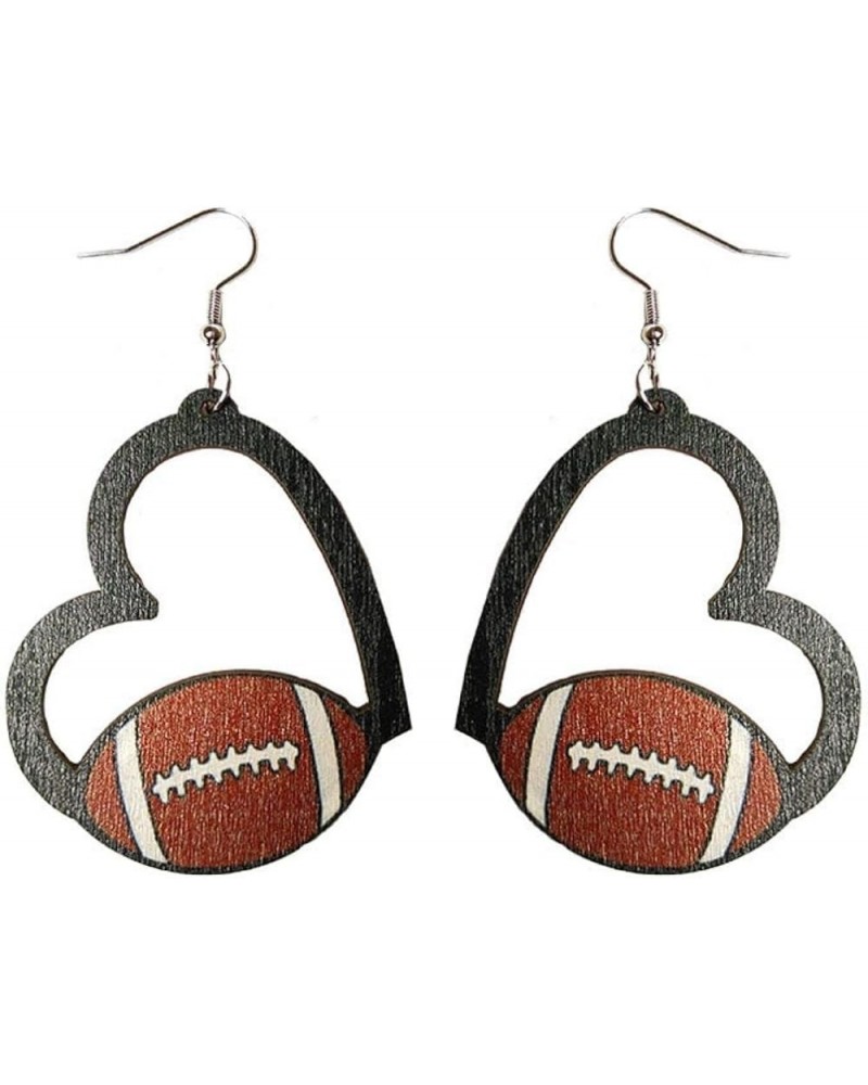 Wooden Football Basketball Volleyball Leopard Print Earrings Sports Geometry Dangle Earrings Fans Players Jewelry Heart B $5....