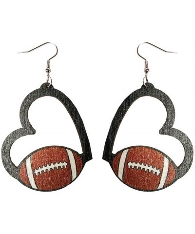 Wooden Football Basketball Volleyball Leopard Print Earrings Sports Geometry Dangle Earrings Fans Players Jewelry Heart B $5....