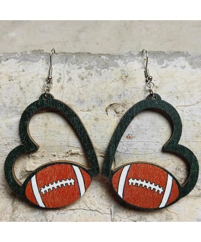 Wooden Football Basketball Volleyball Leopard Print Earrings Sports Geometry Dangle Earrings Fans Players Jewelry Heart B $5....