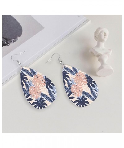 Vintage Groovy Flowers Earrings For Women Jewelry Lightweight Faux Leather Teardrop Drop Dangle Earrings Design 2 $7.13 Earrings