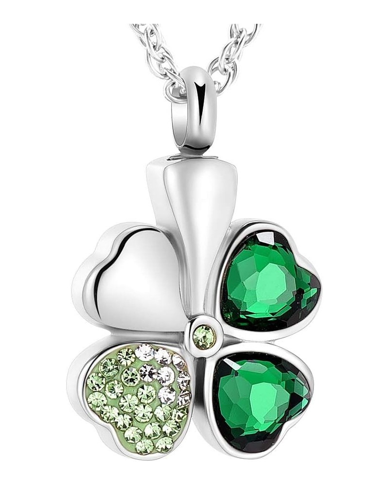 Cremation Jewelry Urn Necklaces for Ashes Clover Urn Pendant Keepsake Memorial necklace for Women Girls Silver $11.82 Others