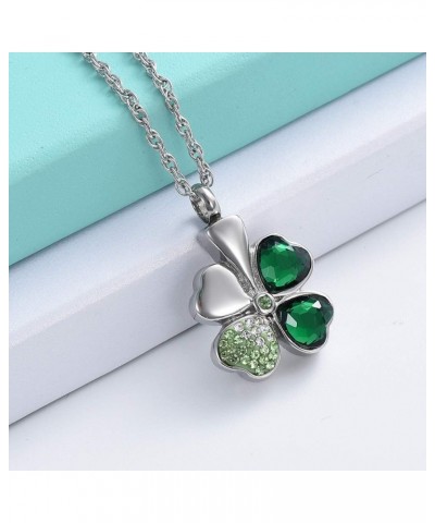 Cremation Jewelry Urn Necklaces for Ashes Clover Urn Pendant Keepsake Memorial necklace for Women Girls Silver $11.82 Others