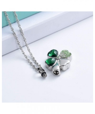 Cremation Jewelry Urn Necklaces for Ashes Clover Urn Pendant Keepsake Memorial necklace for Women Girls Silver $11.82 Others