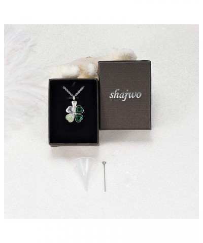 Cremation Jewelry Urn Necklaces for Ashes Clover Urn Pendant Keepsake Memorial necklace for Women Girls Silver $11.82 Others