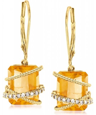 6.25 ct. t.w. Citrine and .12 ct. t.w. Diamond Drop Earrings in 14kt Yellow Gold $185.00 Earrings