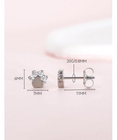 G23 Pure Titanium Hypoallergenic Earrings | F136 Implant Grade Titanium Jewelry for Sensitive Ears Cat Paws CZ $12.59 Earrings