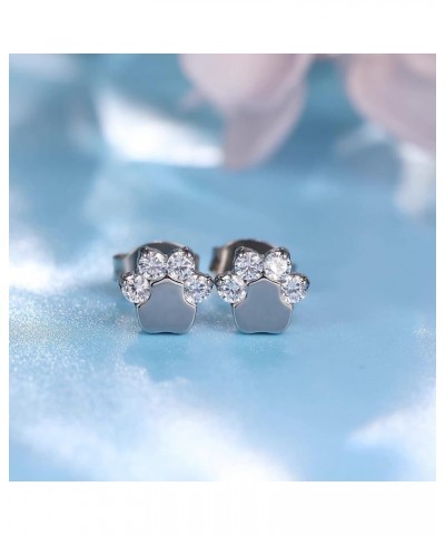 G23 Pure Titanium Hypoallergenic Earrings | F136 Implant Grade Titanium Jewelry for Sensitive Ears Cat Paws CZ $12.59 Earrings