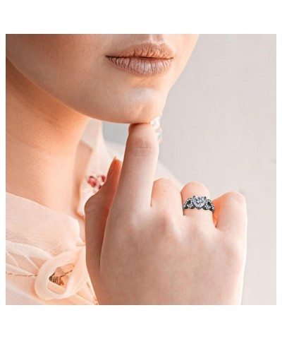 18K Rose Gold Cut Cubic Zirconia Crystal Ring Valentine's Day Gifts for Women's Wedding Engagement Anniversary Promise Ring J...