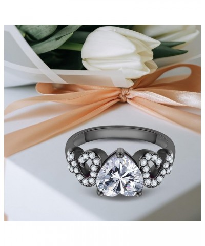 18K Rose Gold Cut Cubic Zirconia Crystal Ring Valentine's Day Gifts for Women's Wedding Engagement Anniversary Promise Ring J...