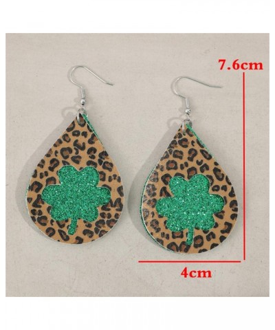 New Leopard Pattern Hollow Lucky Grass Earrings St. Patrick Water Saving Drop PU Party Earrings A $5.60 Earrings