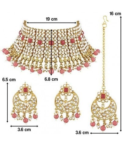 Indian Ethnic Wedding Wear Necklace Set Pink $26.09 Jewelry Sets